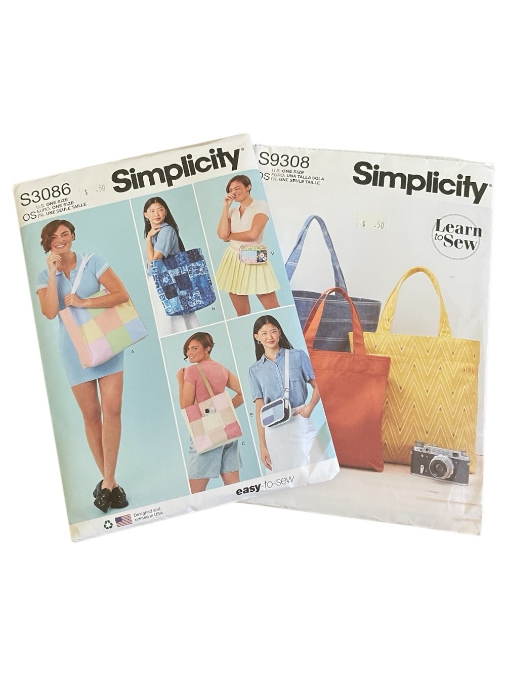 Two Simplicity Patterns Tote Bags in Three Sizes & Bags